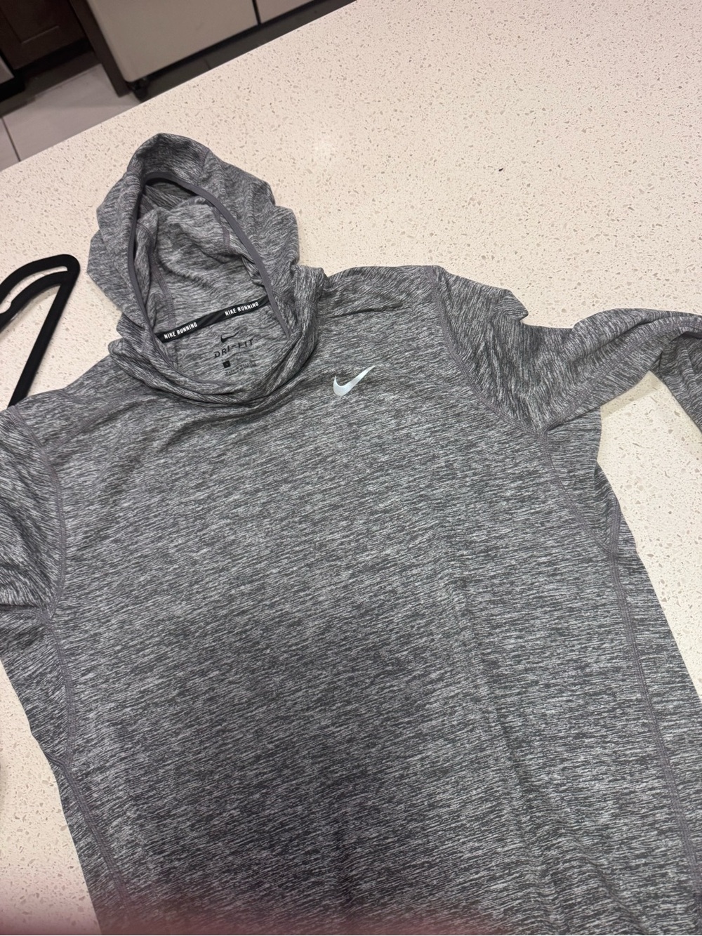 Nike Men’s Small Running Long Sleeve Hoodie Gray Heather Athletic Dri Fit Pullov - Picture 7 of 8